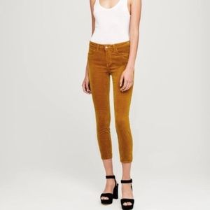 L’Agence Margot Velvet High Rise Skinny Jeans size 31 in gold/gorgeous orange